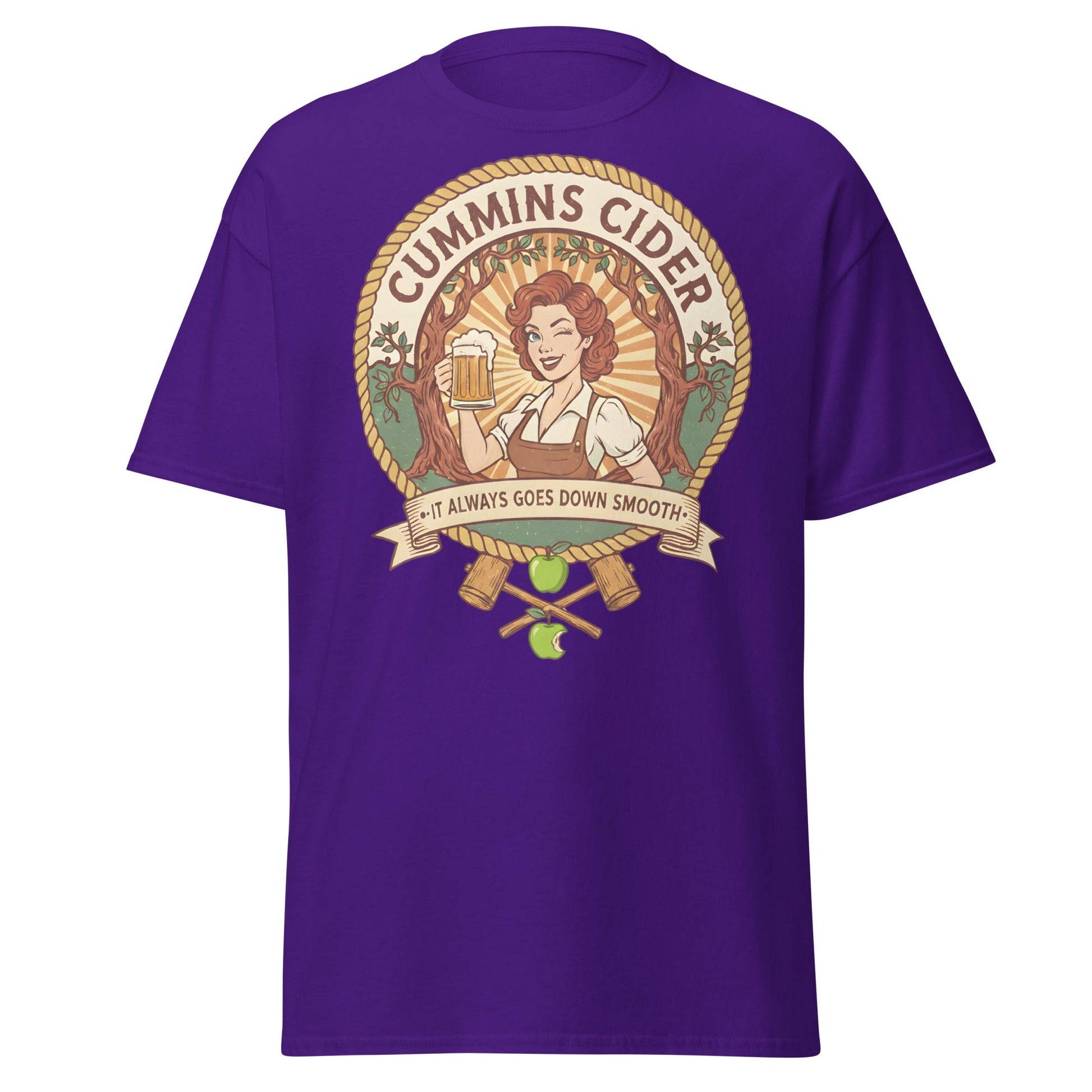 Cummins Cider T-Shirt – Funny Vintage Cider Parody Tee - Purple - T-Shirts Online