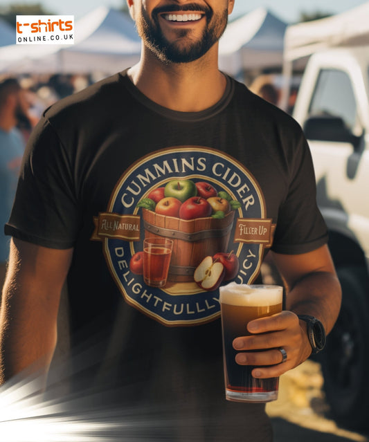 Cummins Cider T-Shirt | Hilarious Adult Cider Pun Tee - Black - T-Shirts Online