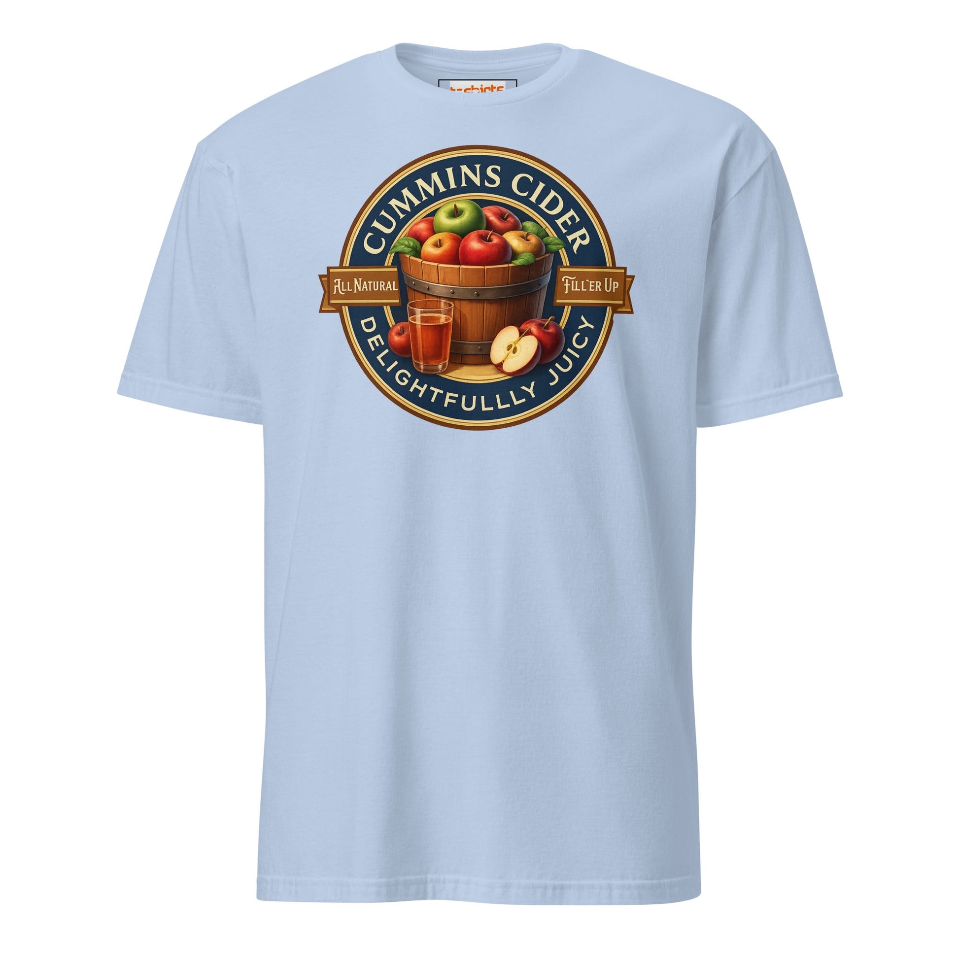 Cummins Cider T-Shirt | Hilarious Adult Cider Pun Tee - Light Blue - T-Shirts Online