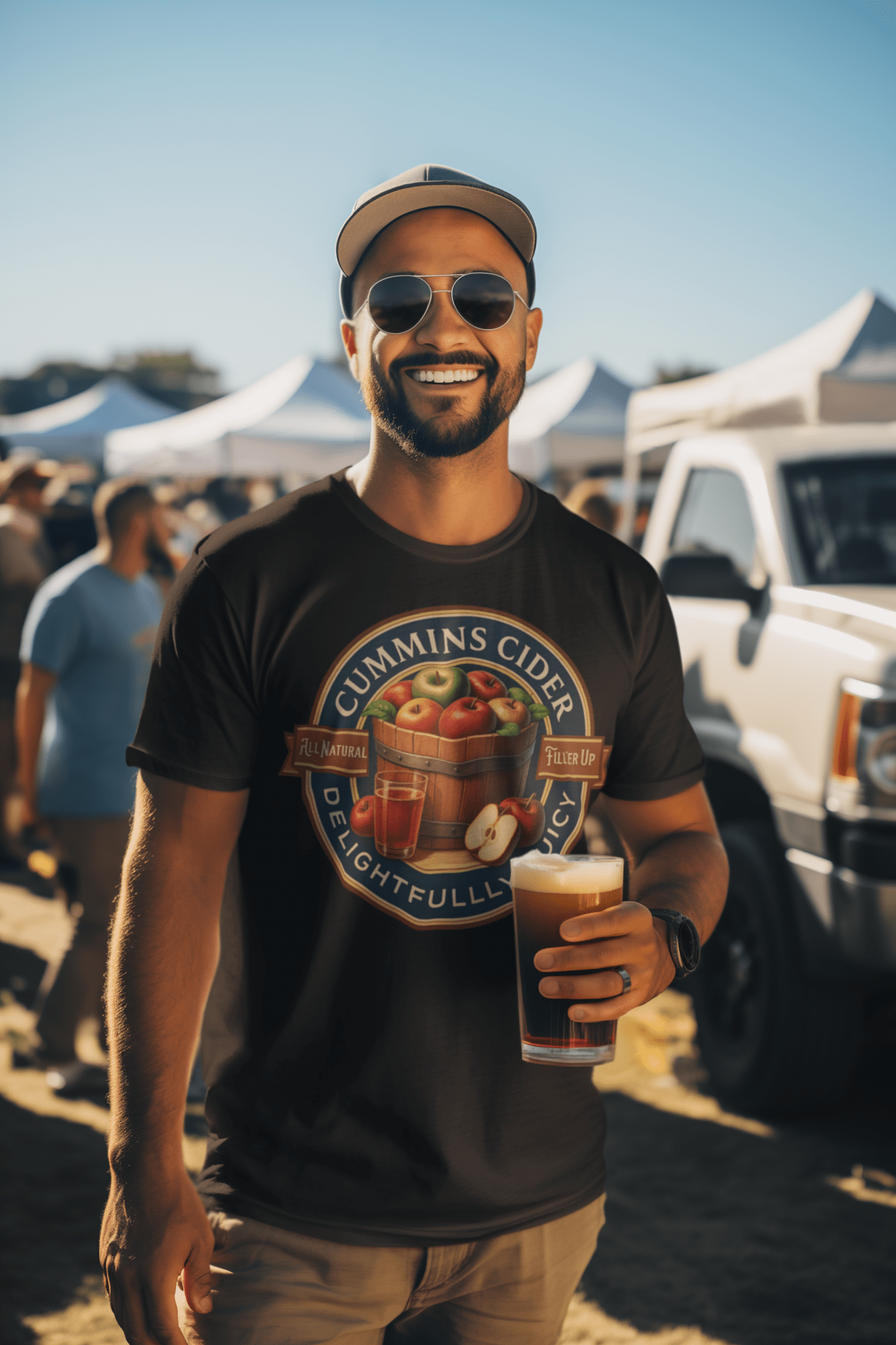 Cummins Cider T-Shirt | Hilarious Adult Cider Pun Tee - Navy - T-Shirts Online