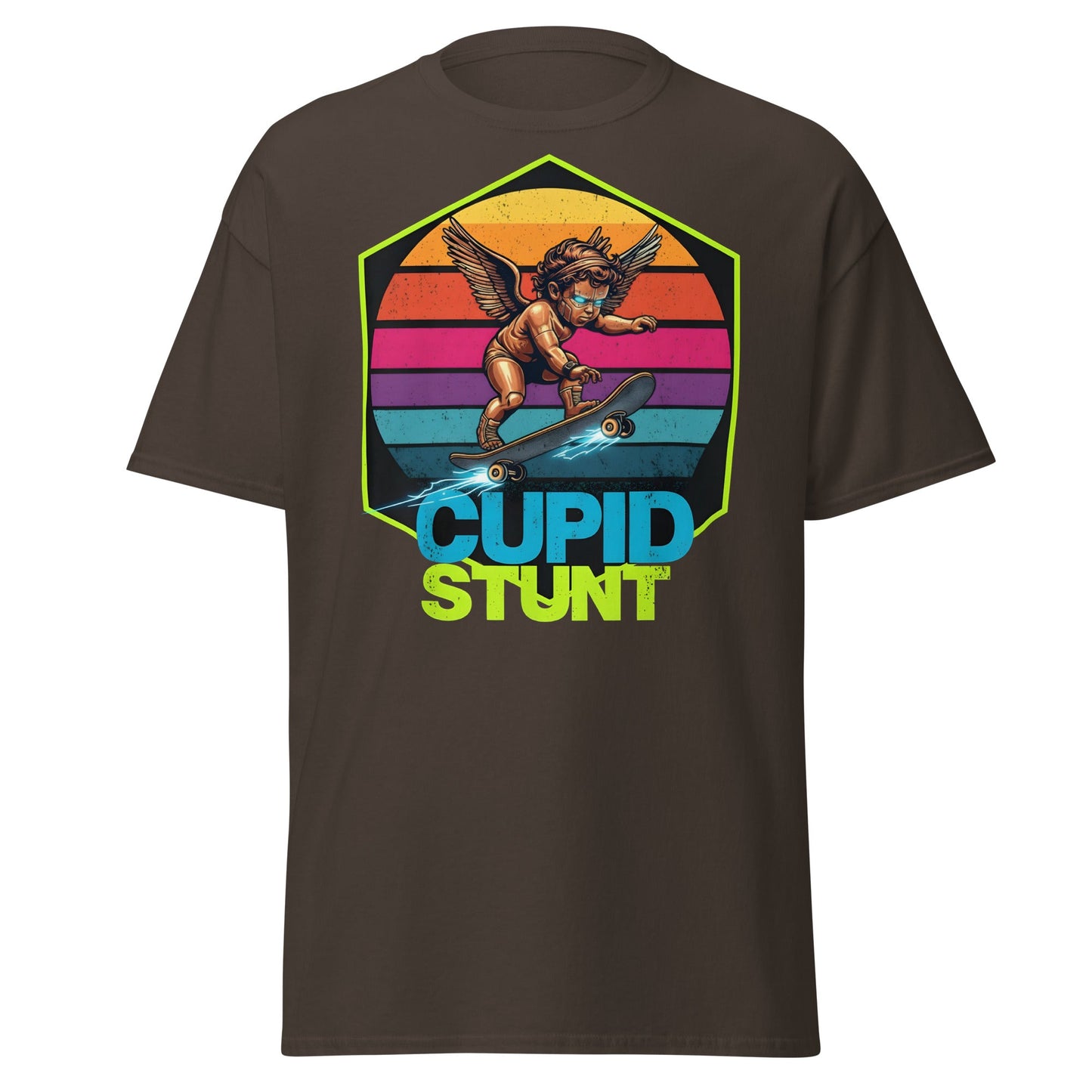 Cupid Stunt T-Shirt - Funny Skateboarding Angel Tee - Dark Chocolate - T-Shirts Online