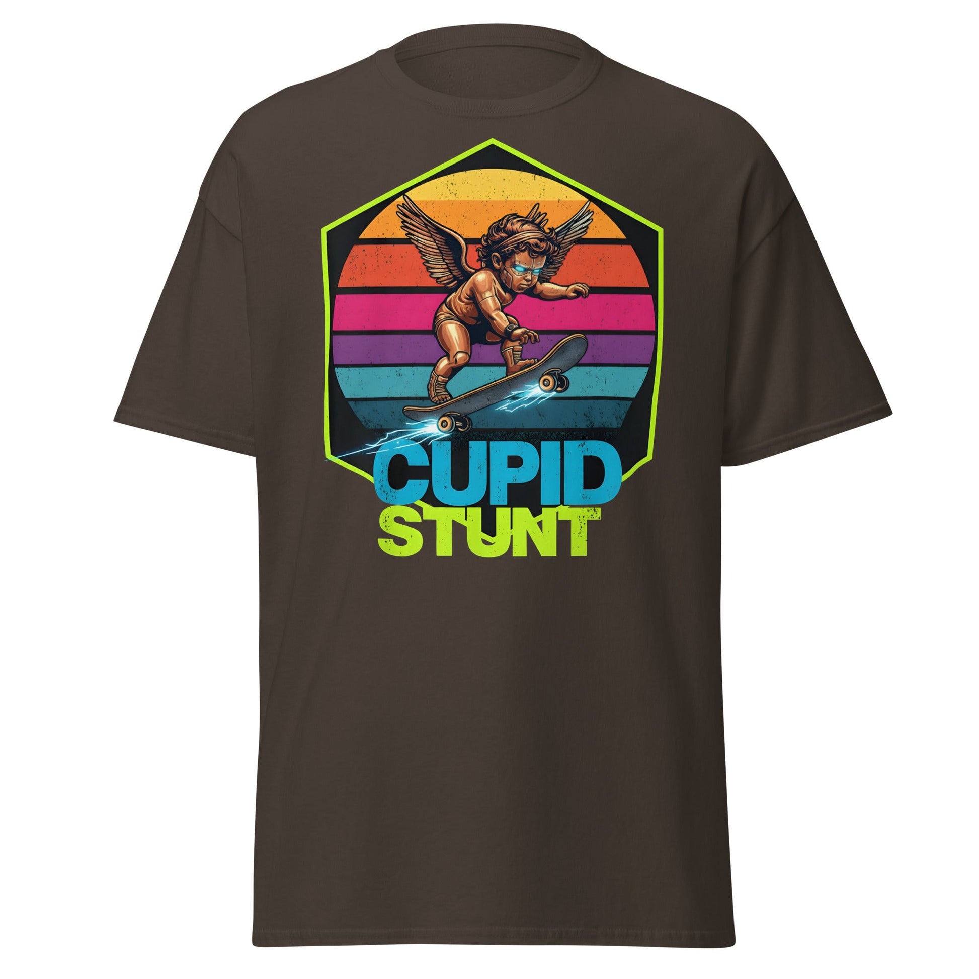 Cupid Stunt T-Shirt - Funny Skateboarding Angel Tee - Dark Chocolate - T-Shirts Online