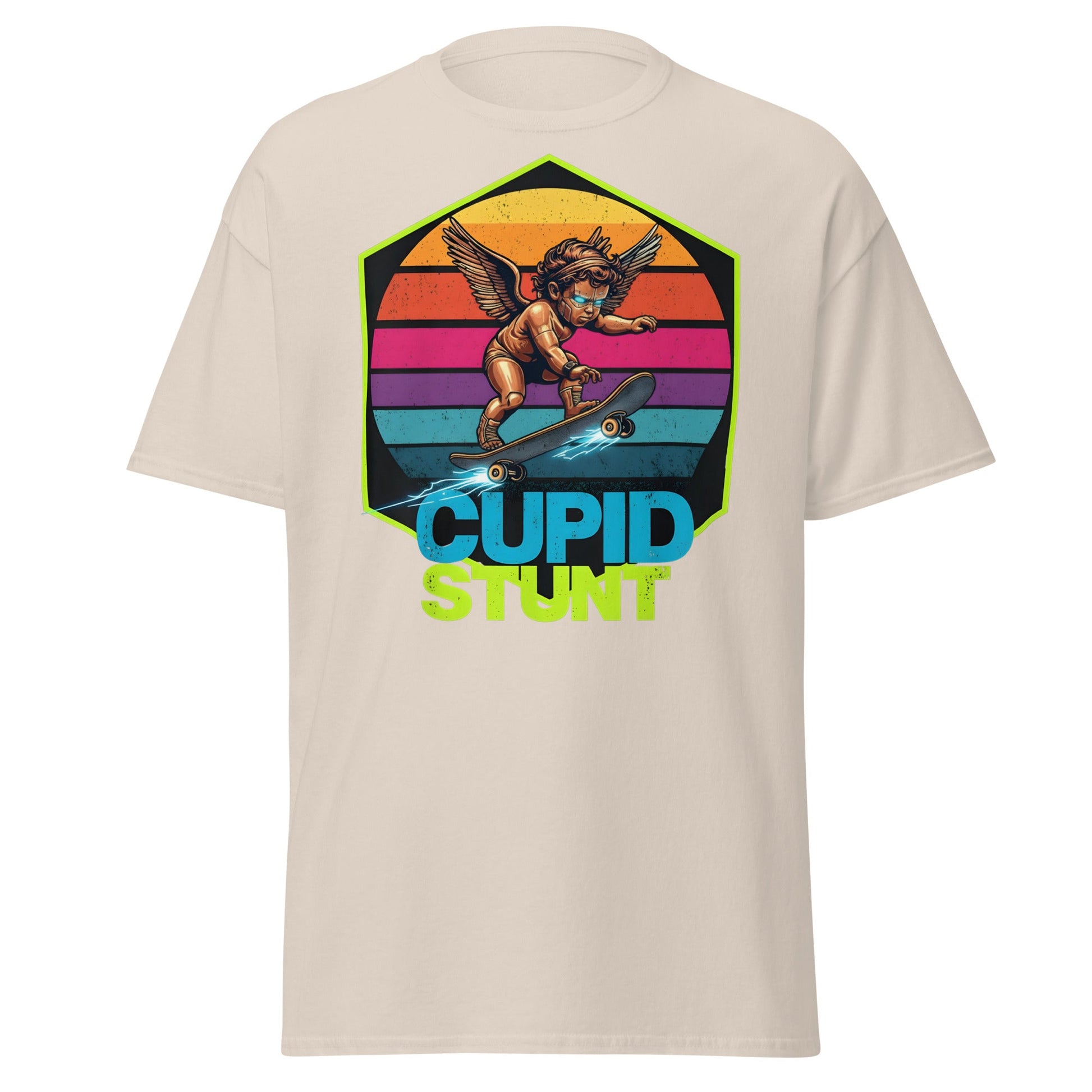 Cupid Stunt T-Shirt - Funny Skateboarding Angel Tee - Natural - T-Shirts Online