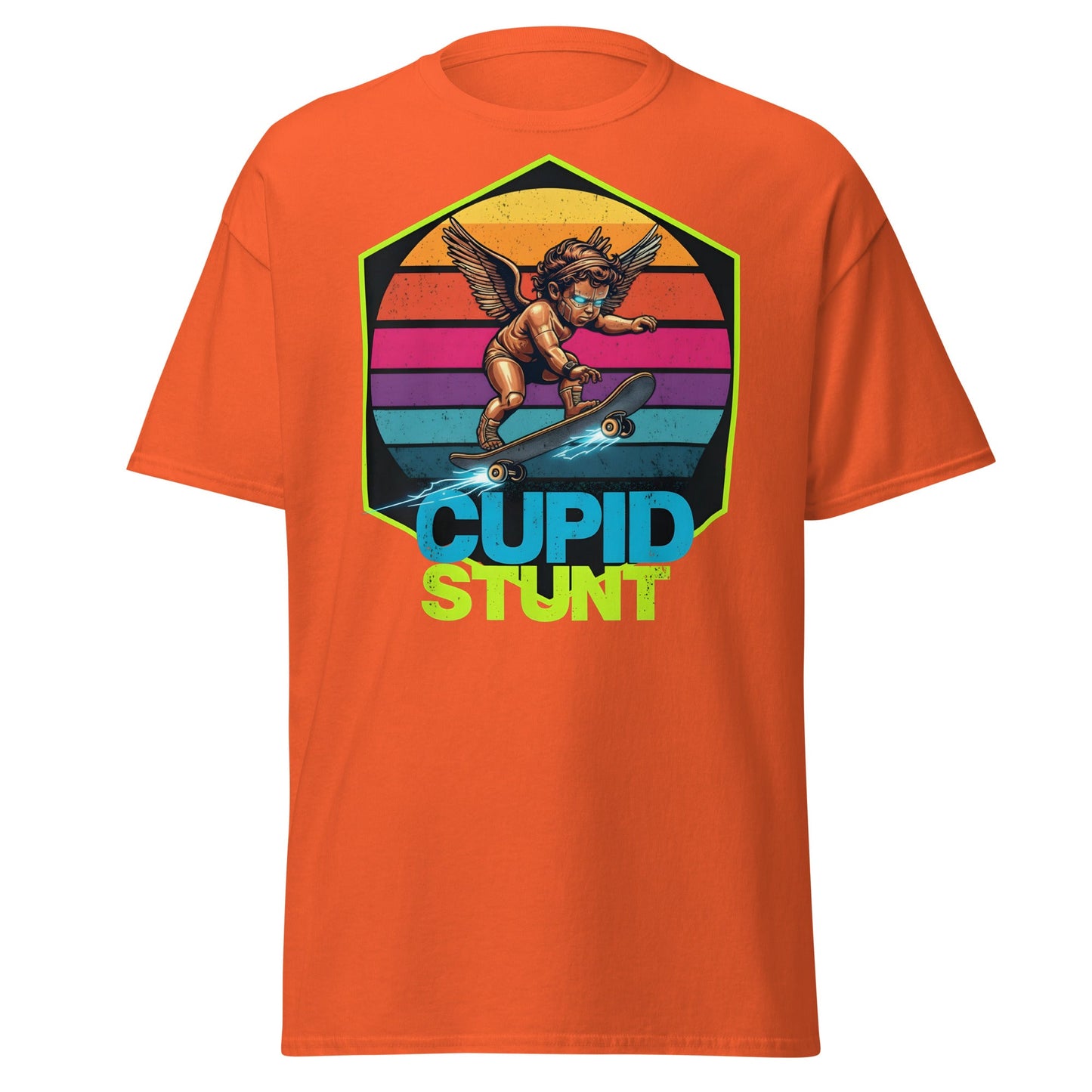 Cupid Stunt T-Shirt - Funny Skateboarding Angel Tee - Orange - T-Shirts Online