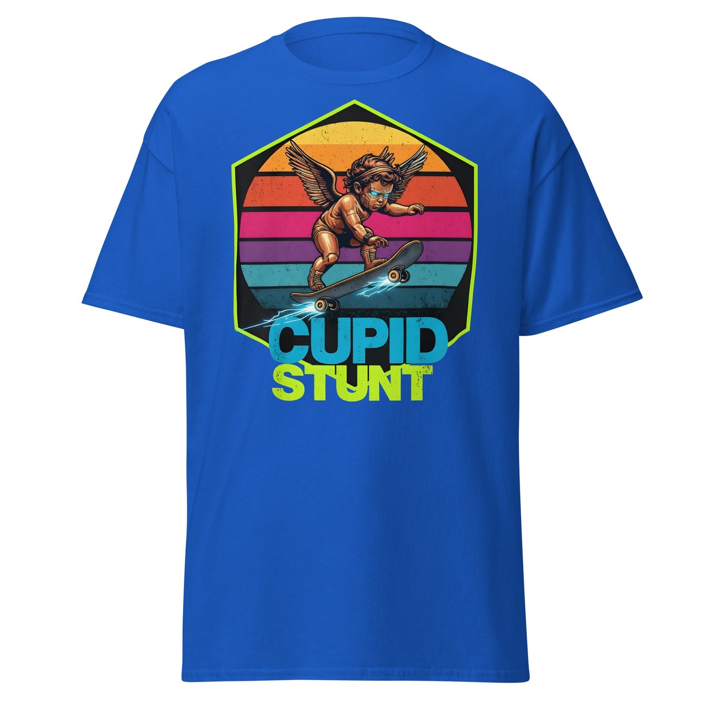 Cupid Stunt T-Shirt - Funny Skateboarding Angel Tee - Royal - T-Shirts Online