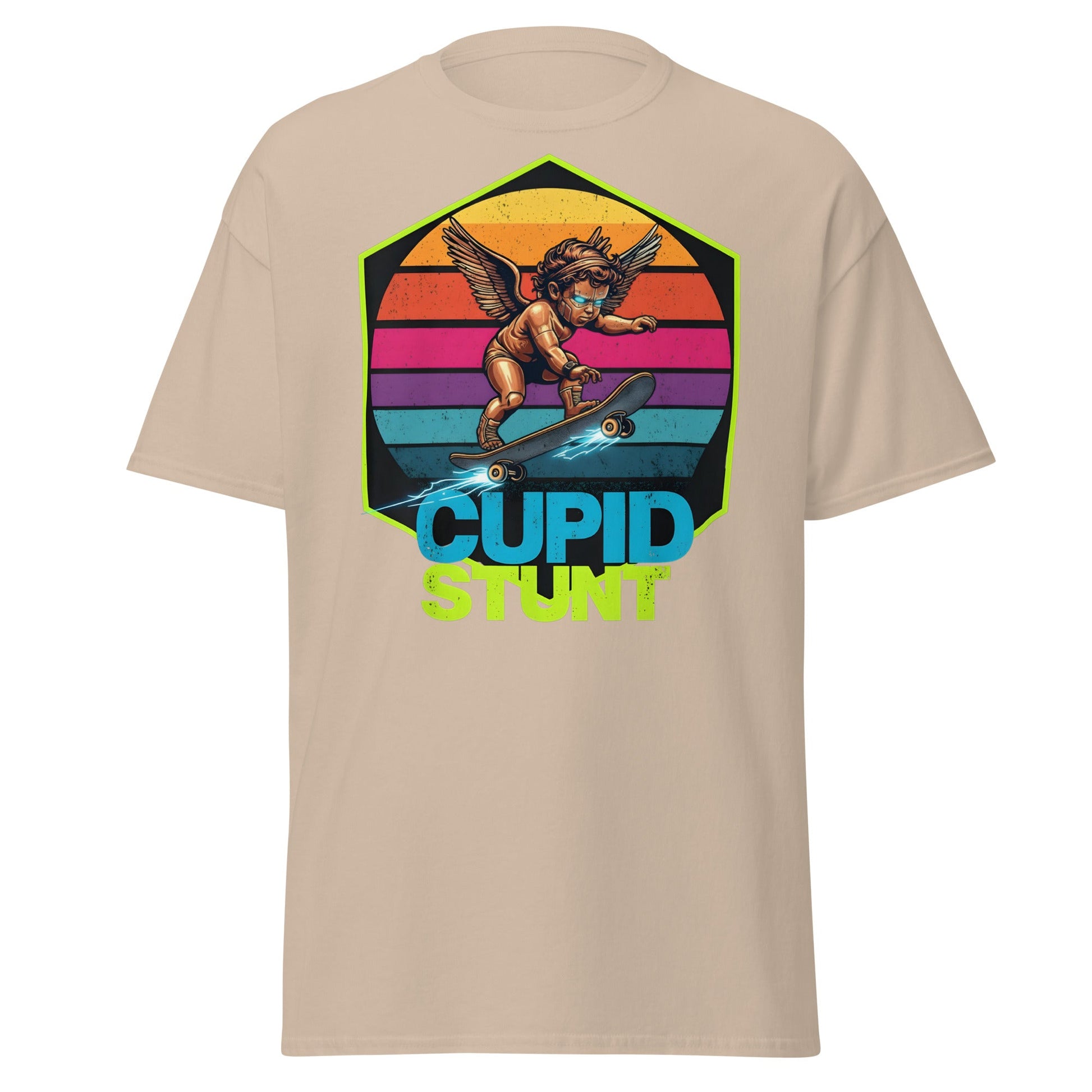Cupid Stunt T-Shirt - Funny Skateboarding Angel Tee - Sand - T-Shirts Online