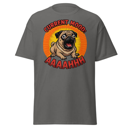 Current Mood AAAAHHHH Pug T-Shirt - Funny Stressed Dog Tee - Charcoal - T-Shirts Online