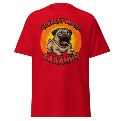 Current Mood AAAAHHHH Pug T-Shirt - Funny Stressed Dog Tee - Red - T-Shirts Online