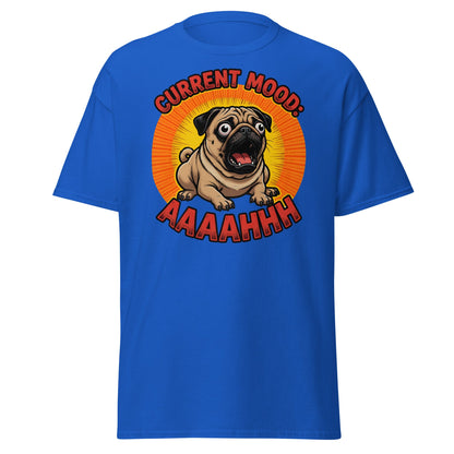 Current Mood AAAAHHHH Pug T-Shirt - Funny Stressed Dog Tee - Royal - T-Shirts Online