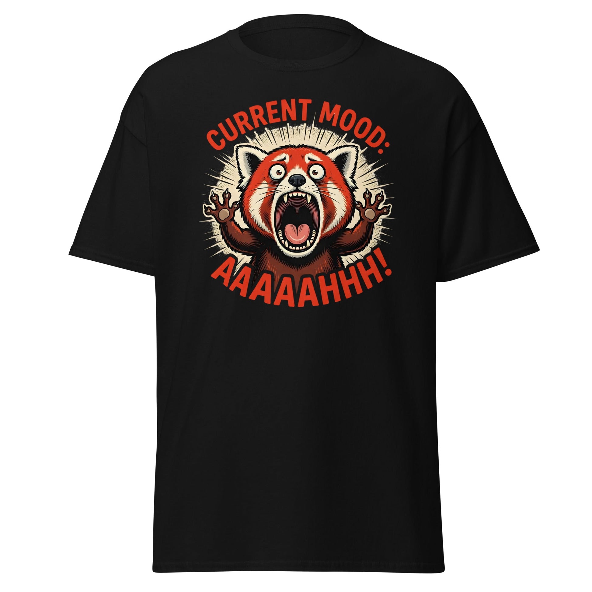 Current Mood AAAAHHHH Red Panda T-Shirt Funny - Black - T-Shirts Online