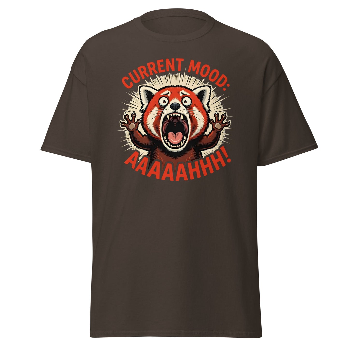 Current Mood AAAAHHHH Red Panda T-Shirt Funny - Dark Chocolate - T-Shirts Online