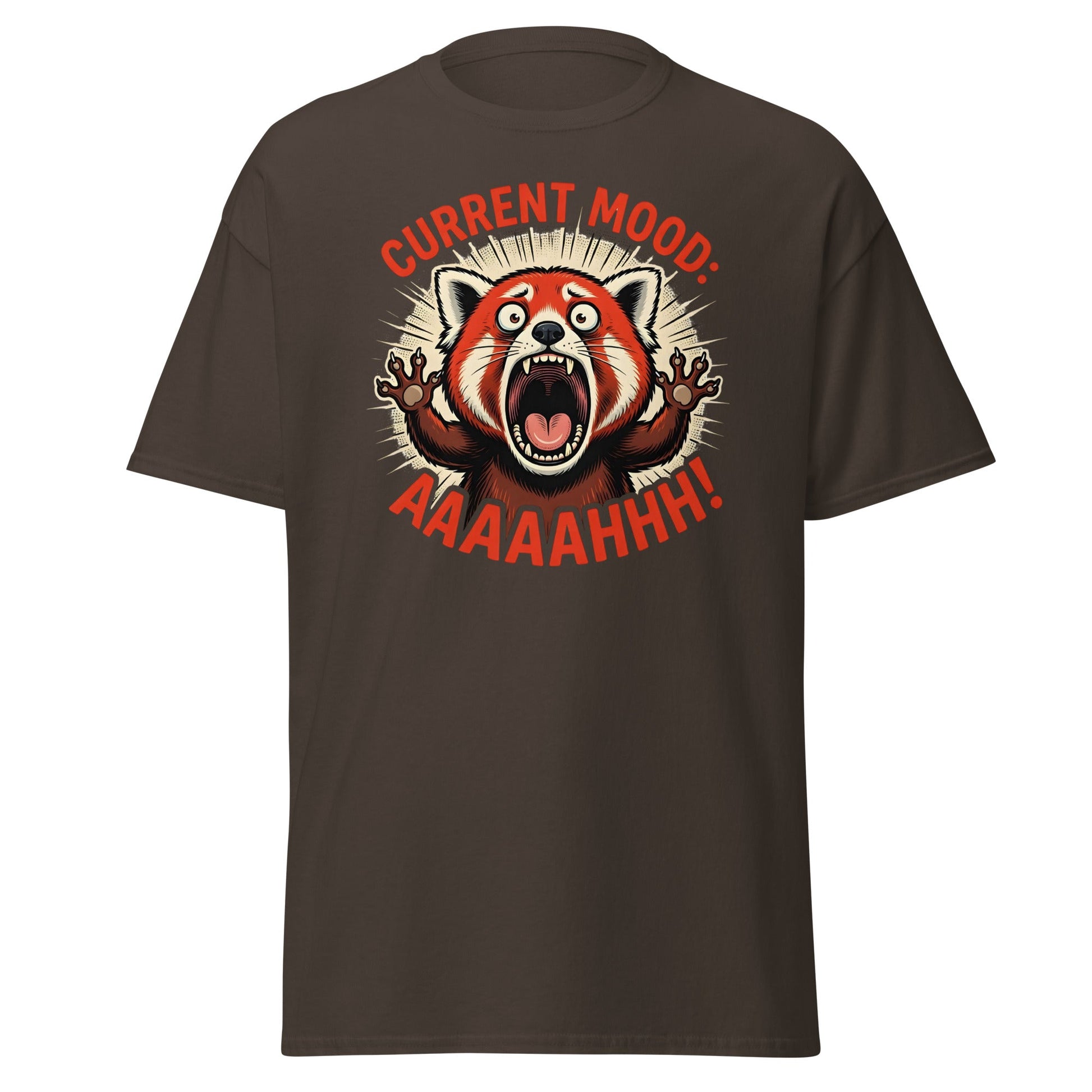 Current Mood AAAAHHHH Red Panda T-Shirt Funny - Dark Chocolate - T-Shirts Online