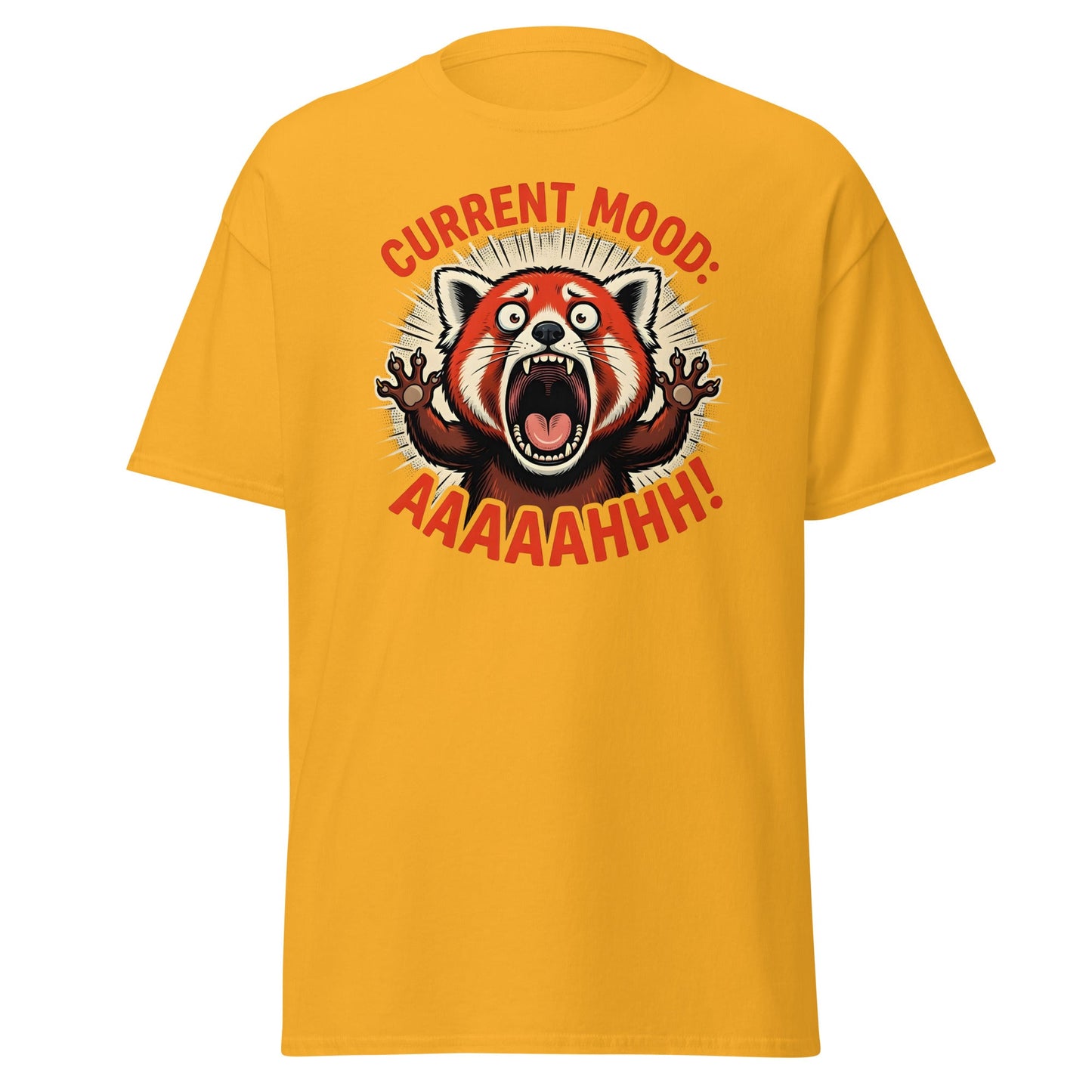 Current Mood AAAAHHHH Red Panda T-Shirt Funny - Gold - T-Shirts Online