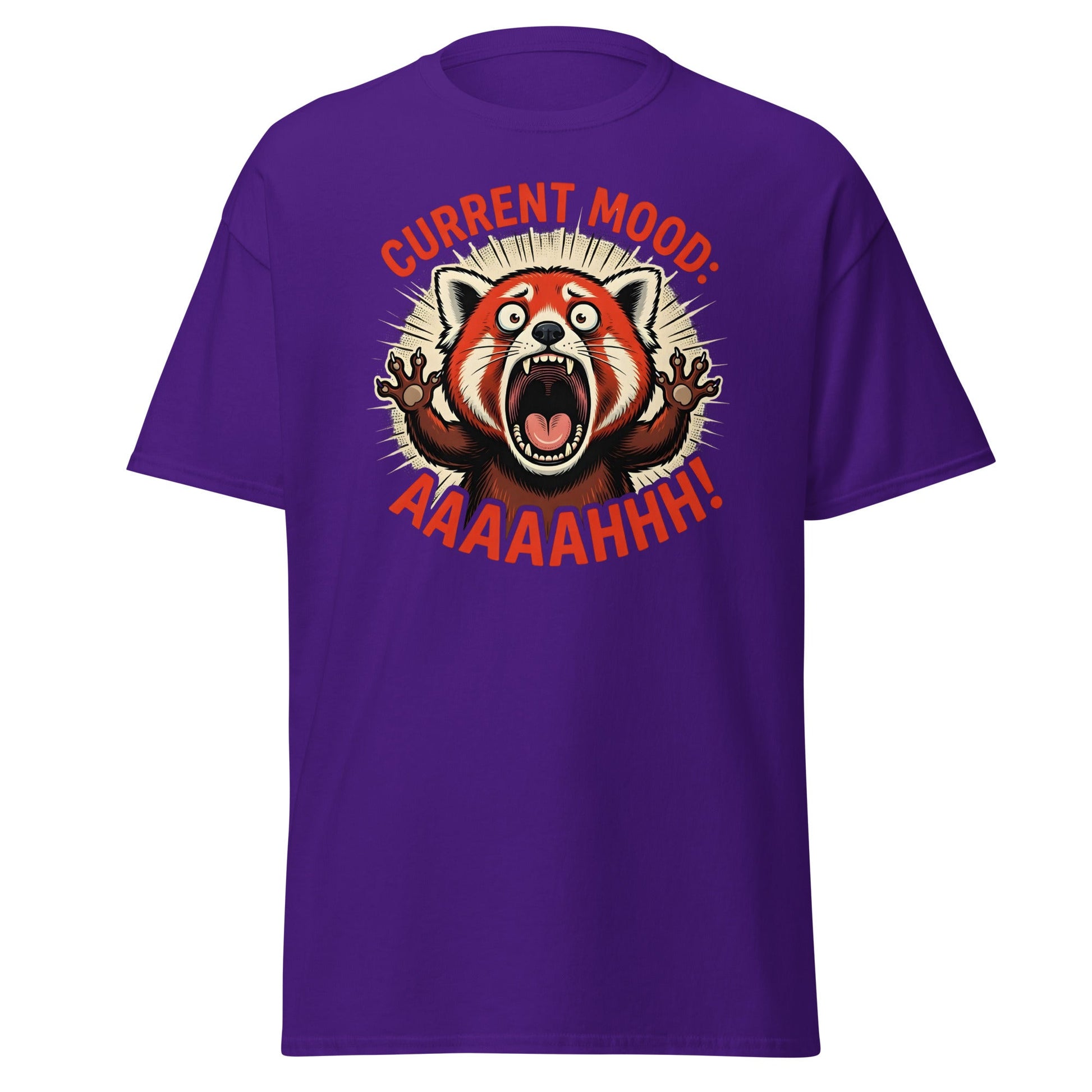 Current Mood AAAAHHHH Red Panda T-Shirt Funny - Purple - T-Shirts Online