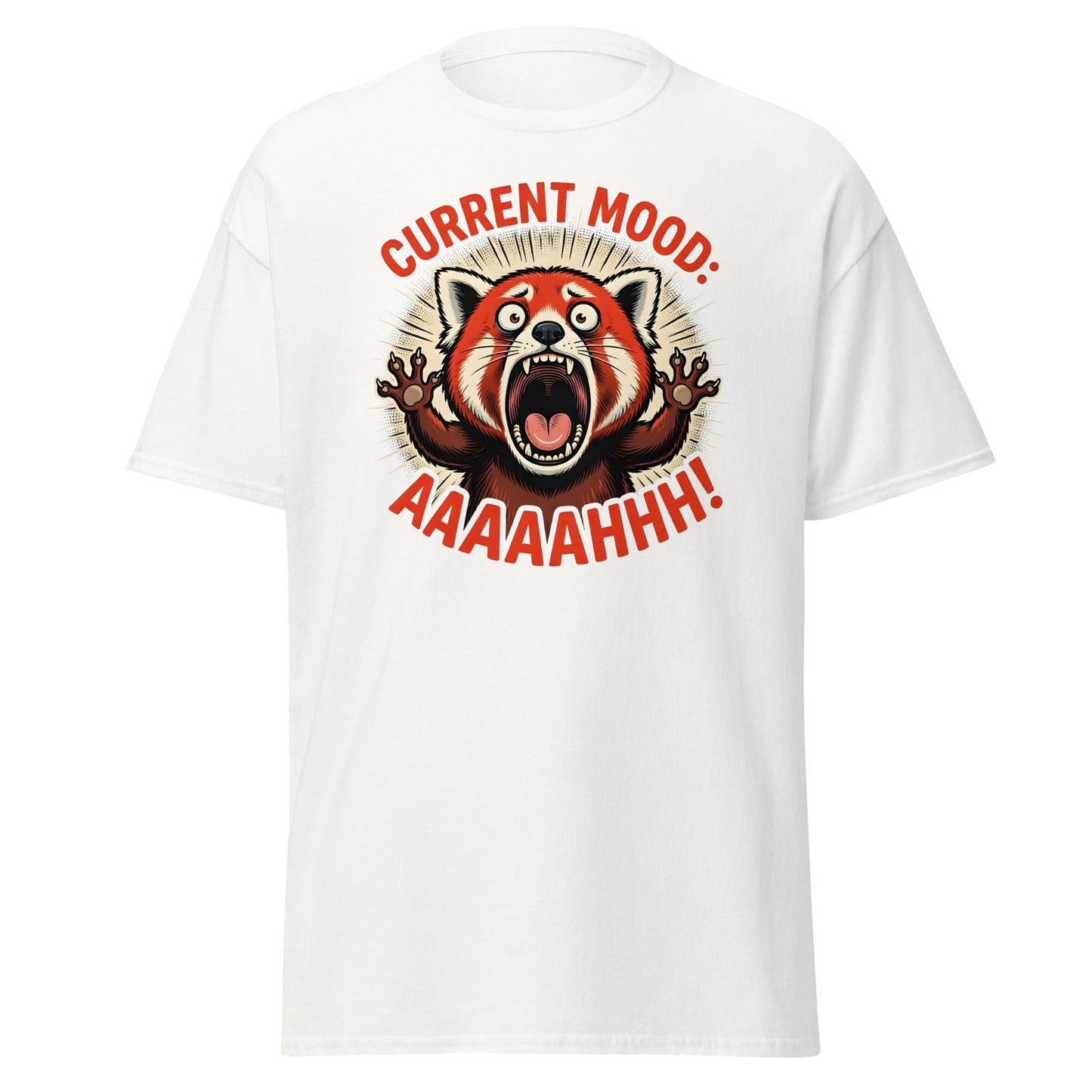 Current Mood AAAAHHHH Red Panda T-Shirt Funny - White - T-Shirts Online