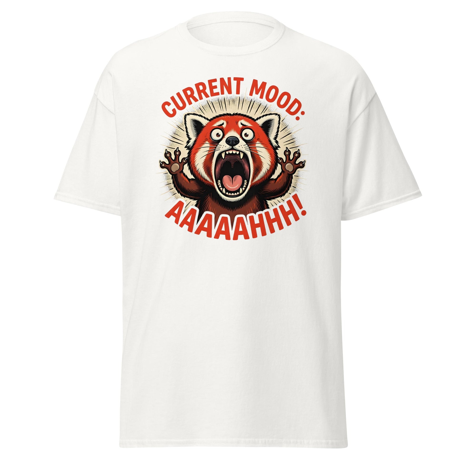 Current Mood AAAAHHHH Red Panda T-Shirt Funny - White - T-Shirts Online