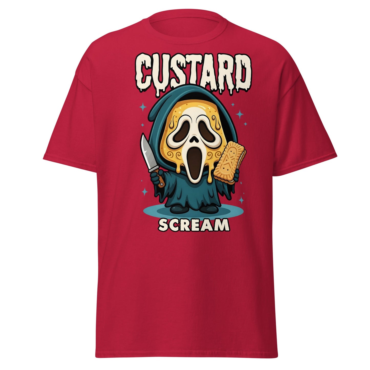 Custard Scream T-Shirt | Funny Horror Biscuit Mashup Tee - Cardinal - T-Shirts Online