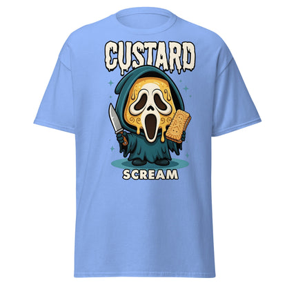 Custard Scream T-Shirt | Funny Horror Biscuit Mashup Tee - Carolina Blue - T-Shirts Online