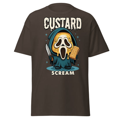 Custard Scream T-Shirt | Funny Horror Biscuit Mashup Tee - Dark Chocolate - T-Shirts Online
