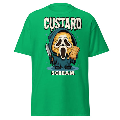 Custard Scream T-Shirt | Funny Horror Biscuit Mashup Tee - Irish Green - T-Shirts Online