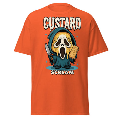 Custard Scream T-Shirt | Funny Horror Biscuit Mashup Tee - Orange - T-Shirts Online