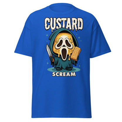 Custard Scream T-Shirt | Funny Horror Biscuit Mashup Tee - Royal - T-Shirts Online