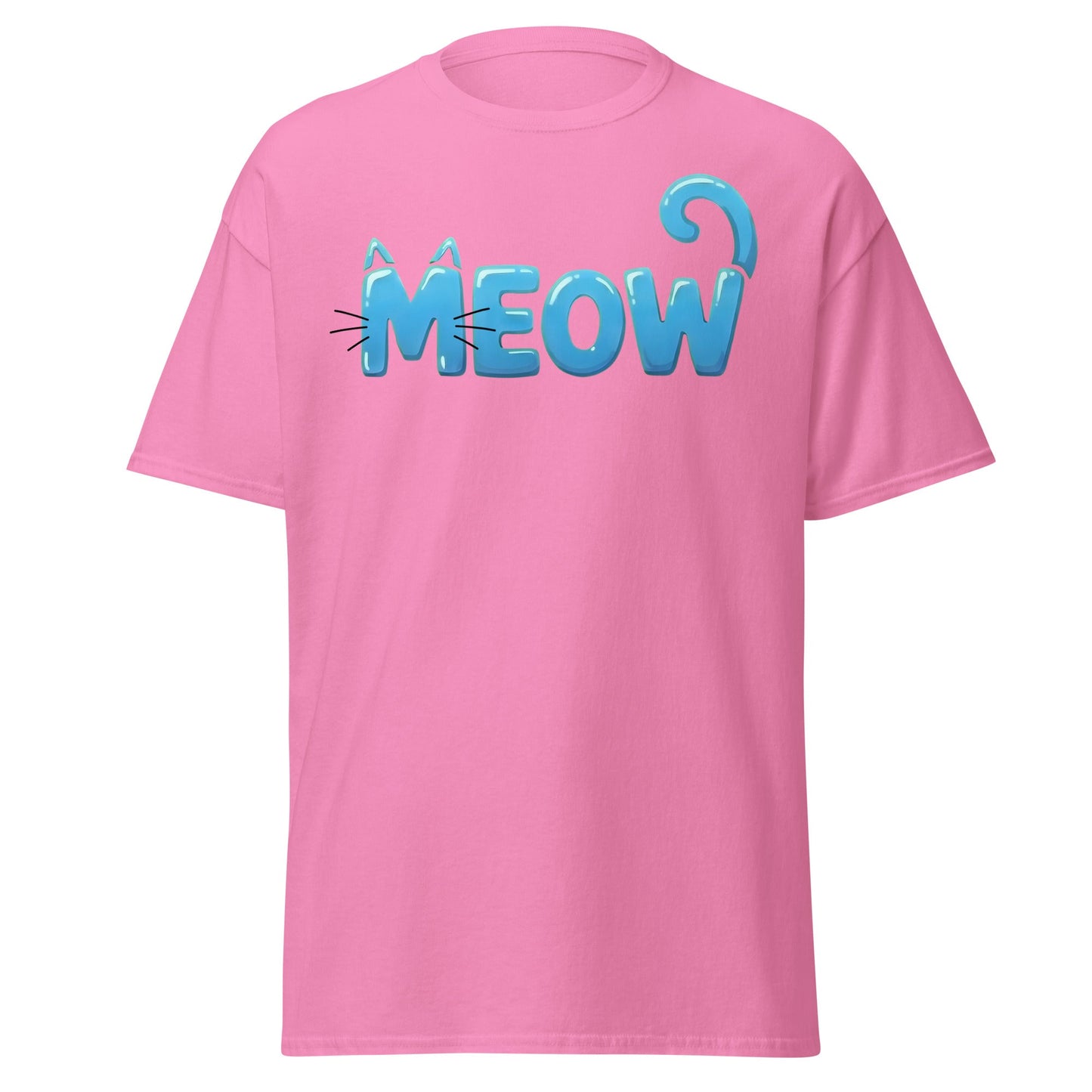 Cute Blue Cat Meow Bubble Letter T-Shirt - Kawaii Cat Tee - Azalea - T-Shirts Online