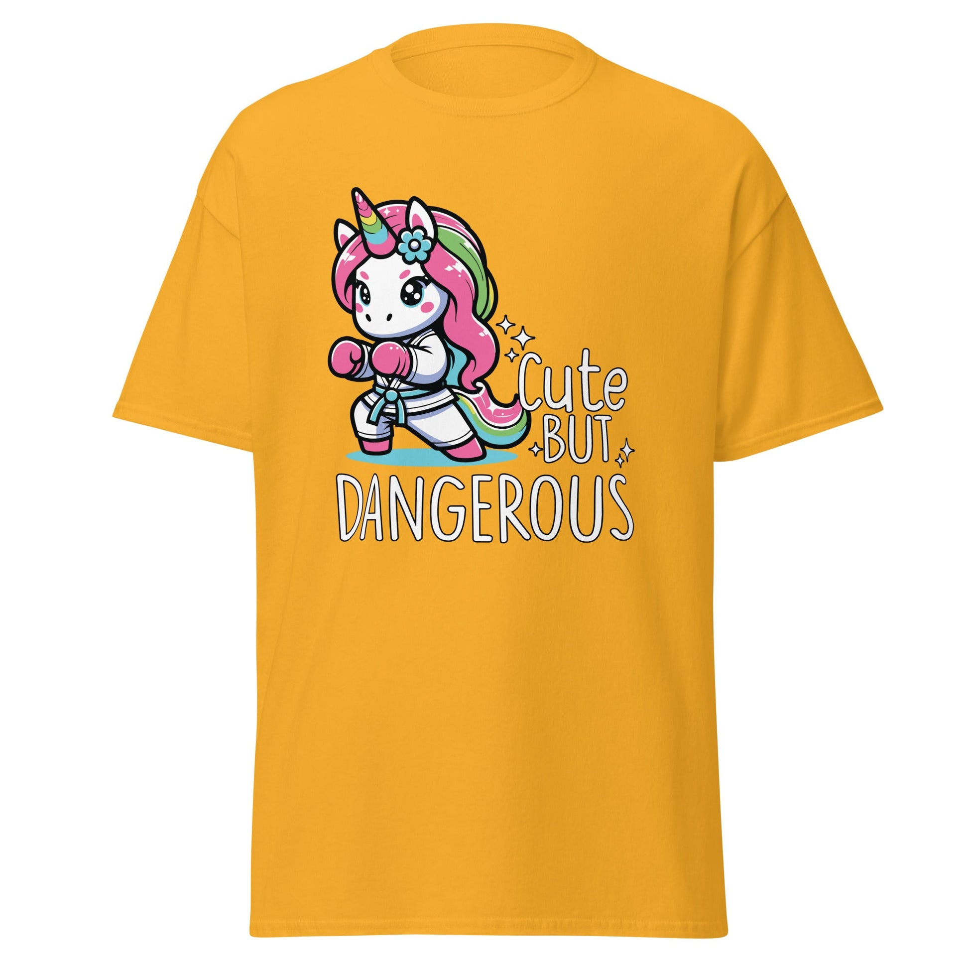 Cute but Dangerous | Unicorn T-Shirt - Gold - T-Shirts Online
