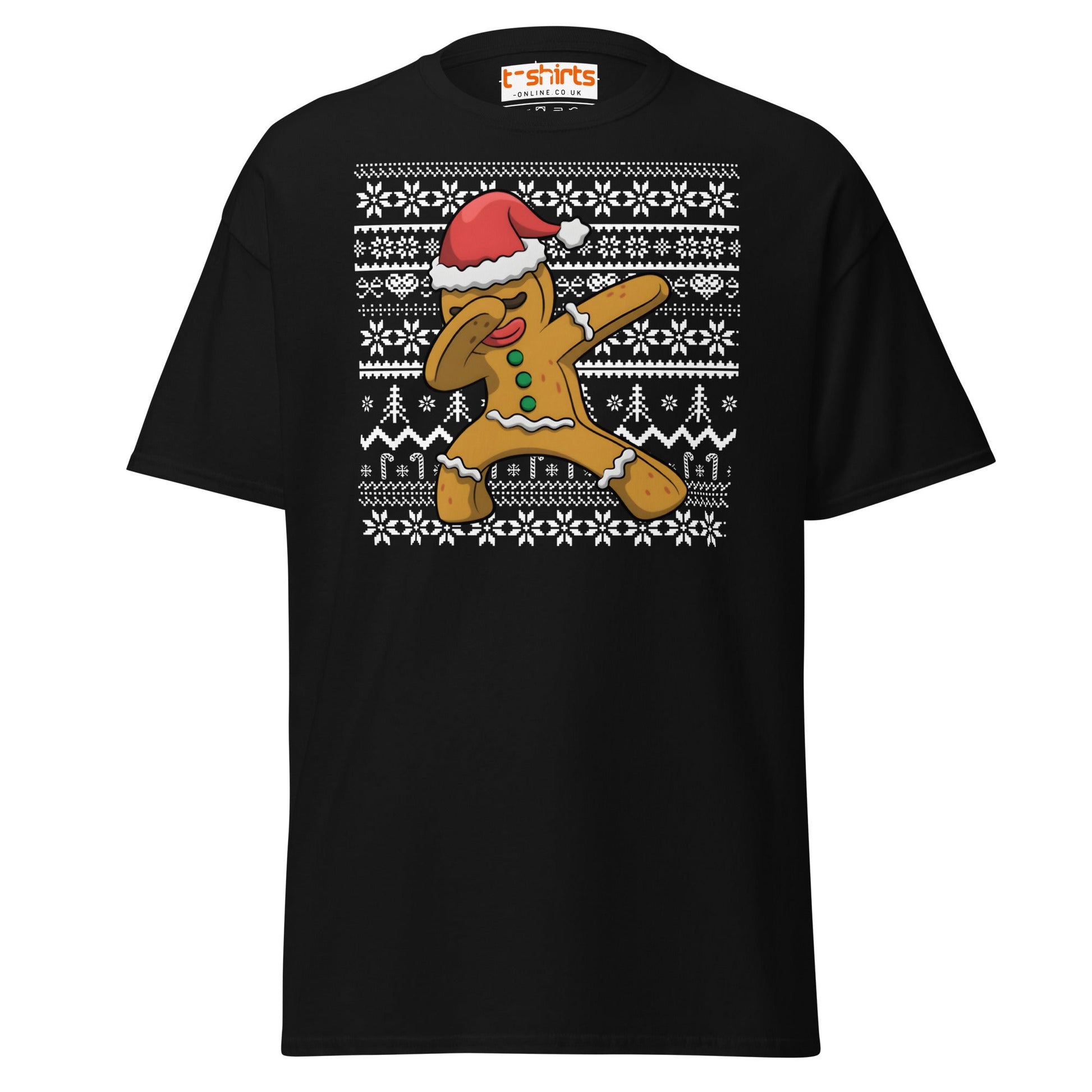 Dabbing Gingerbread Man Christmas Tee - Black - T-Shirts Online