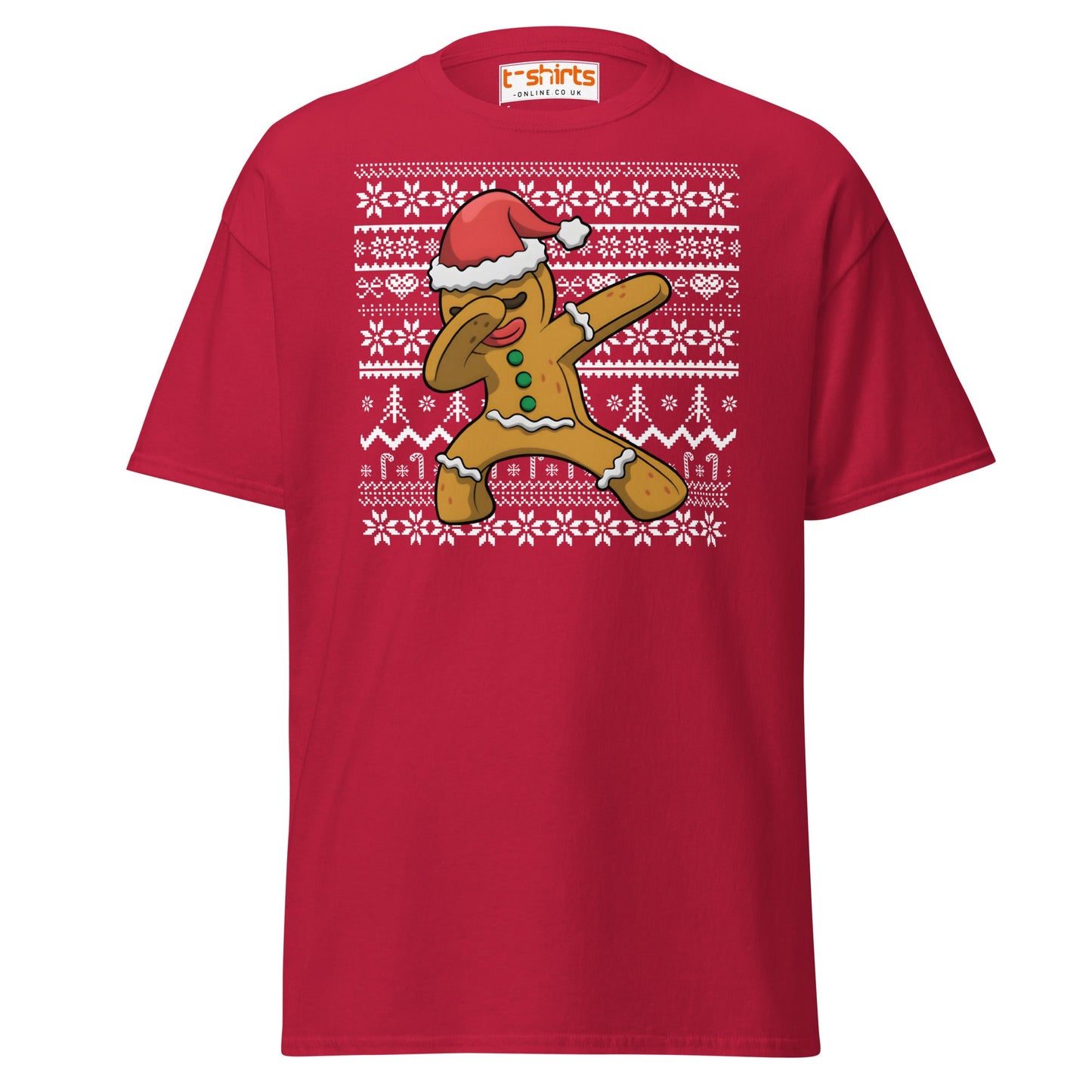 Dabbing Gingerbread Man Christmas Tee - Cardinal - T-Shirts Online