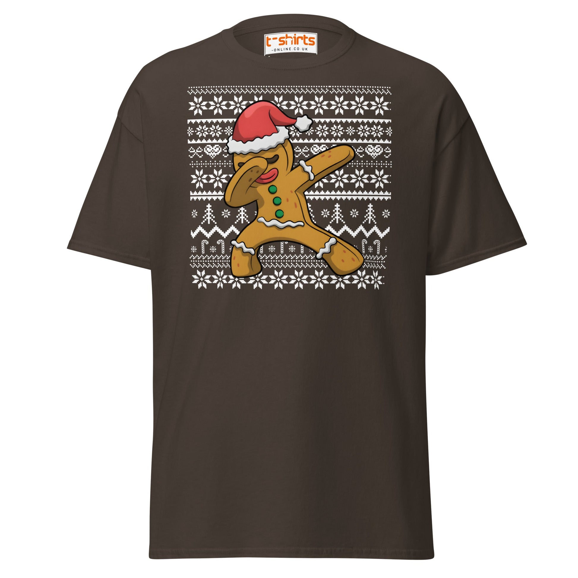 Dabbing Gingerbread Man Christmas Tee - Dark Chocolate - T-Shirts Online