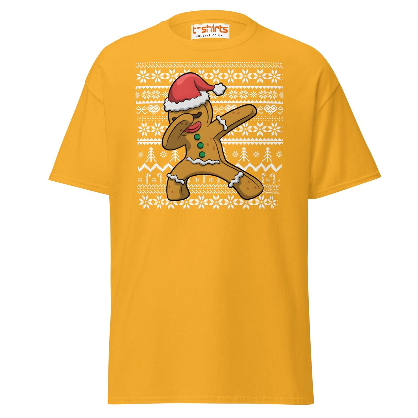 Dabbing Gingerbread Man Christmas Tee - Gold - T-Shirts Online