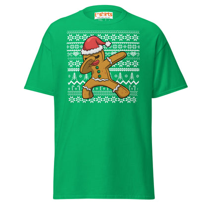 Dabbing Gingerbread Man Christmas Tee - Irish Green - T-Shirts Online