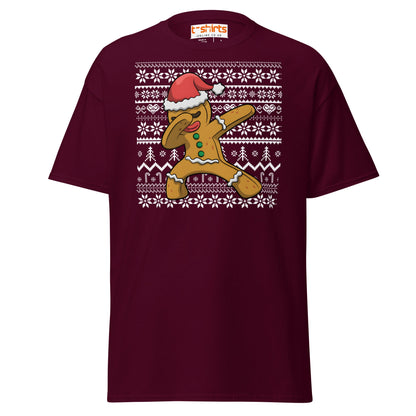 Dabbing Gingerbread Man Christmas Tee - Maroon - T-Shirts Online