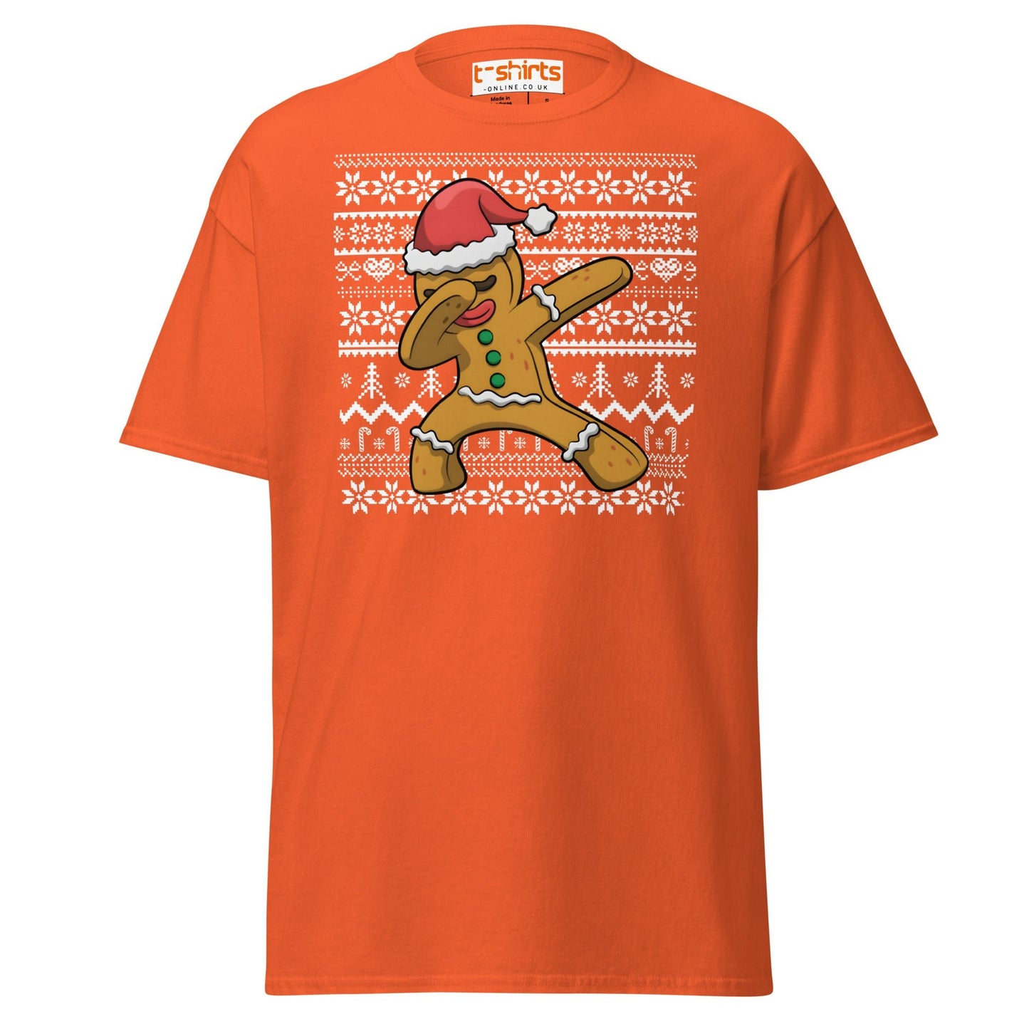 Dabbing Gingerbread Man Christmas Tee - Orange - T-Shirts Online