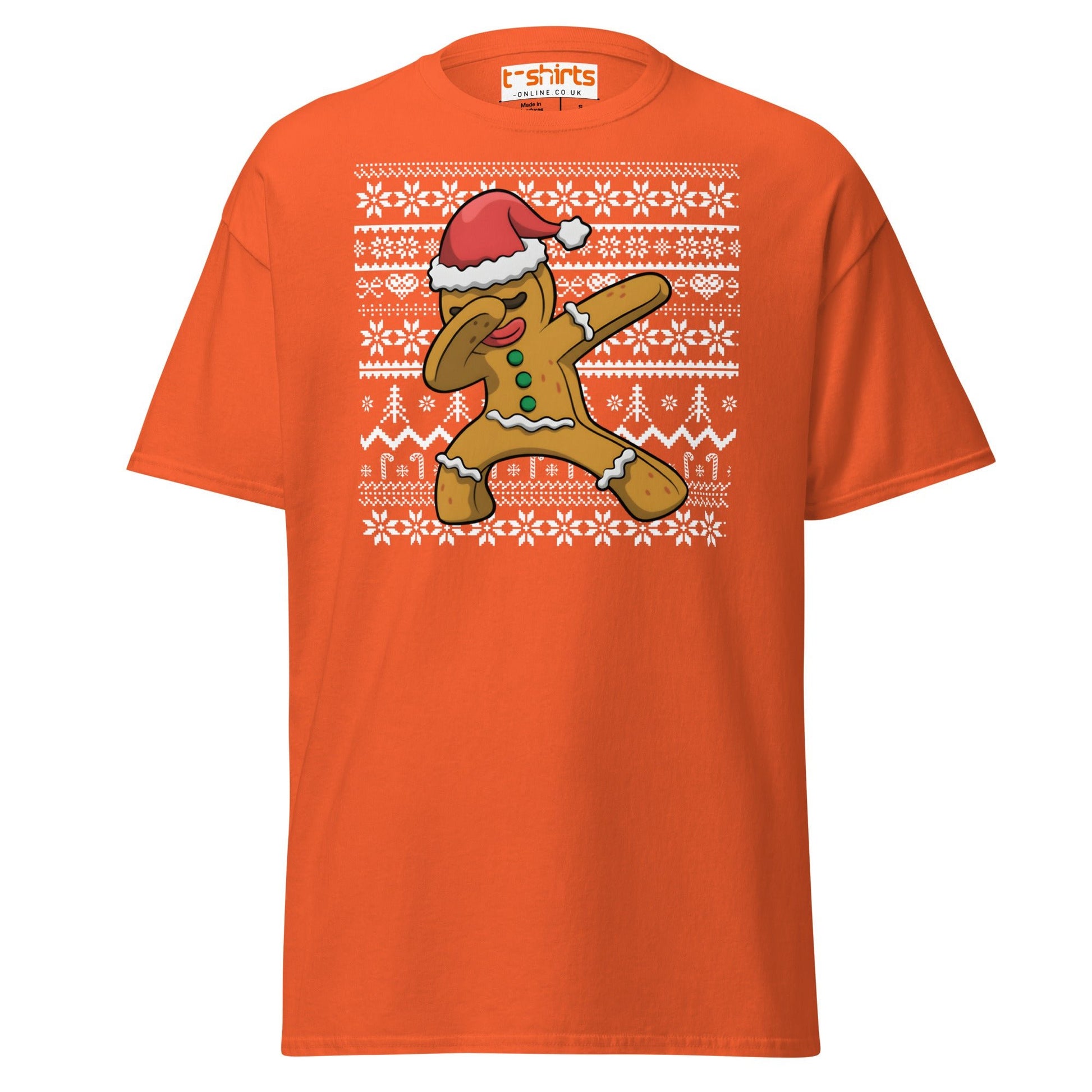 Dabbing Gingerbread Man Christmas Tee - Orange - T-Shirts Online