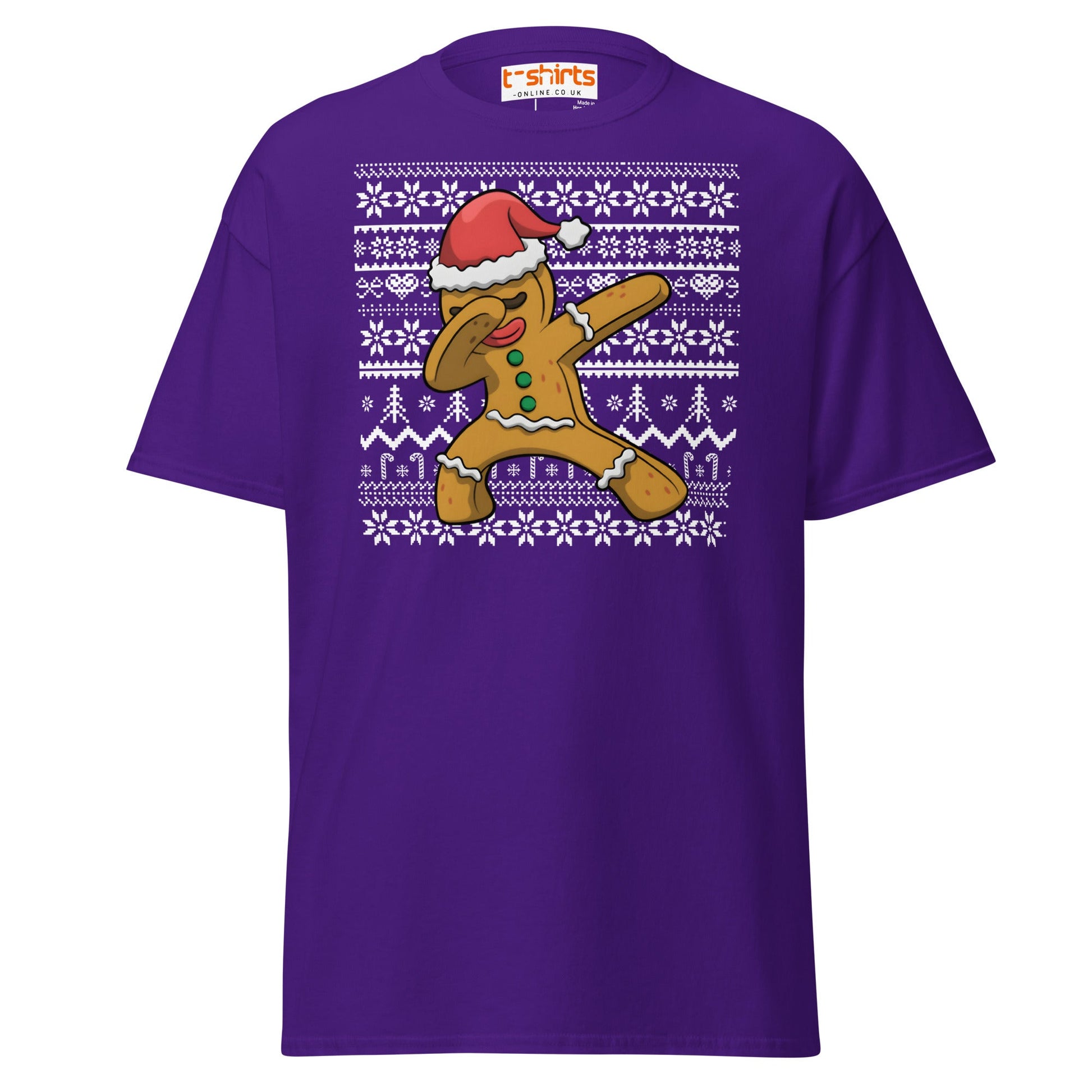 Dabbing Gingerbread Man Christmas Tee - Purple - T-Shirts Online