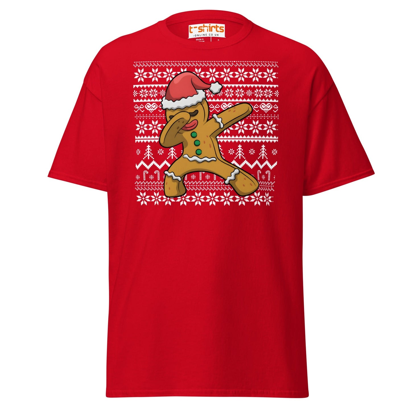 Dabbing Gingerbread Man Christmas Tee - Red - T-Shirts Online