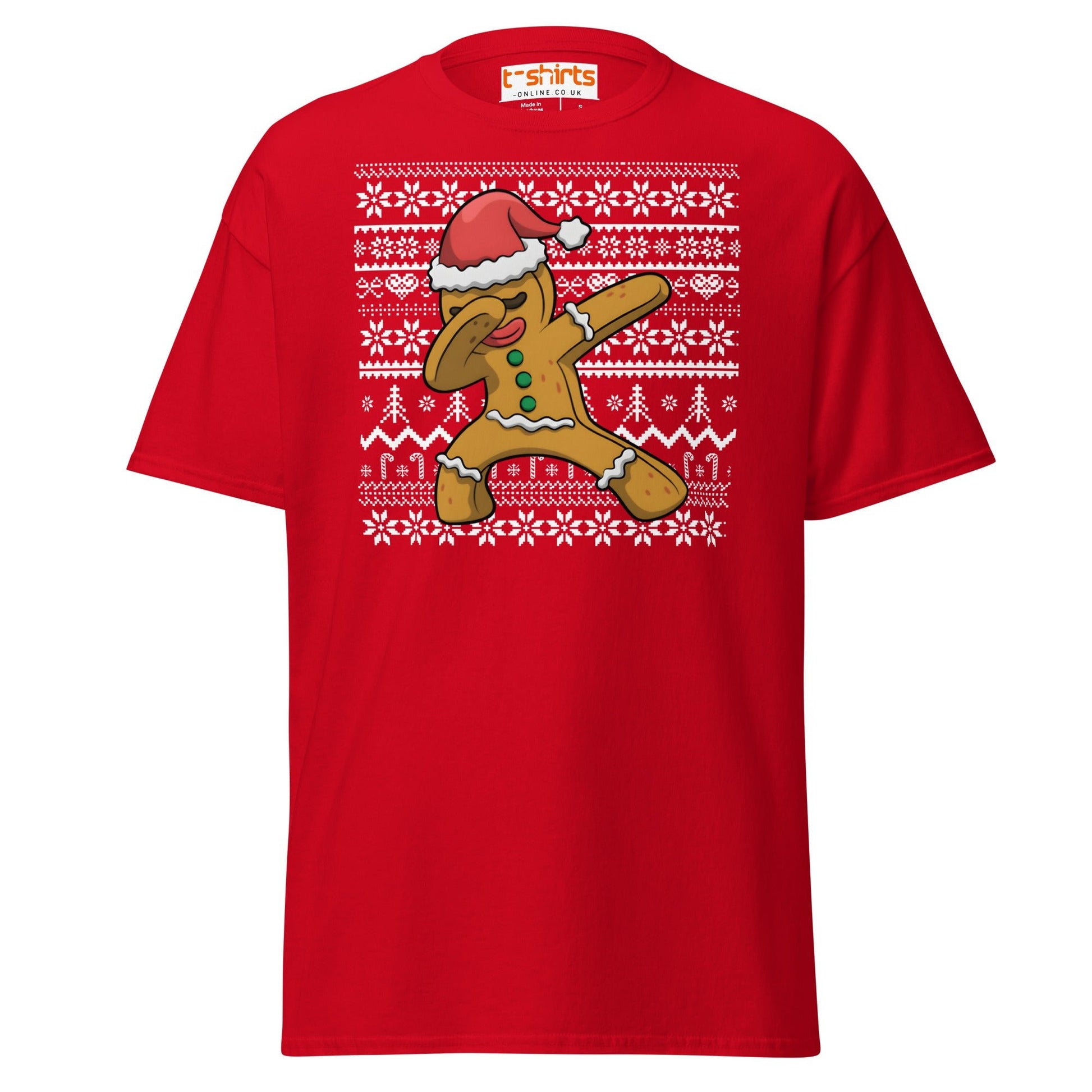 Dabbing Gingerbread Man Christmas Tee - Red - T-Shirts Online
