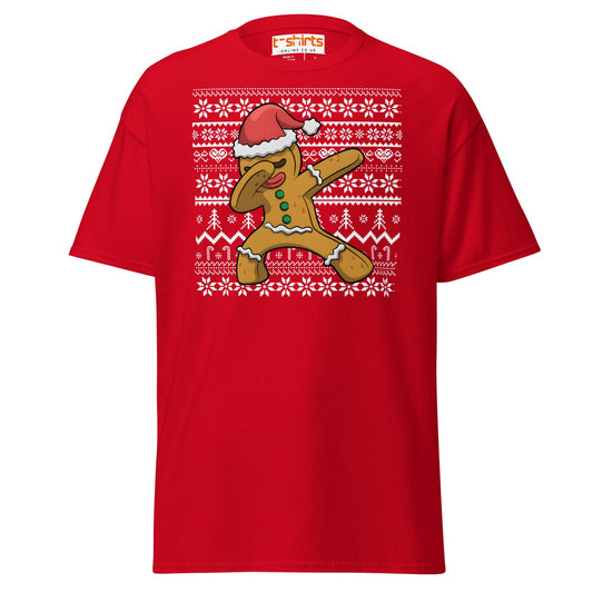 Dabbing Gingerbread Man Christmas Tee - Red - T-Shirts Online