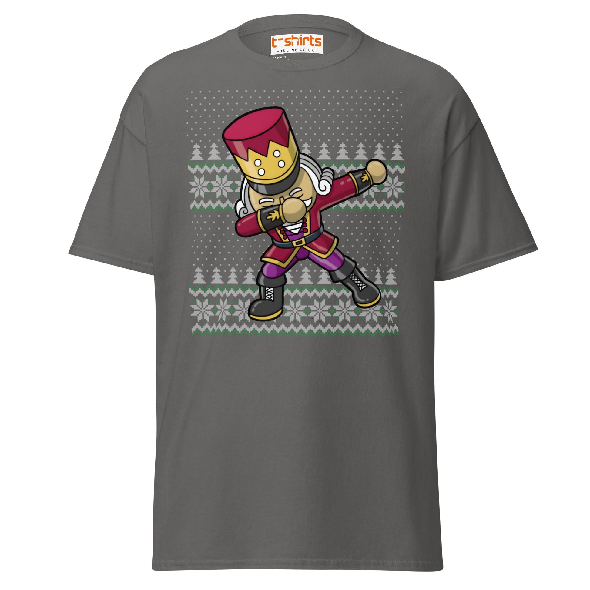 Dabbing Nutcracker Christmas T-Shirt | Funny Holiday Tee - Charcoal - T-Shirts Online