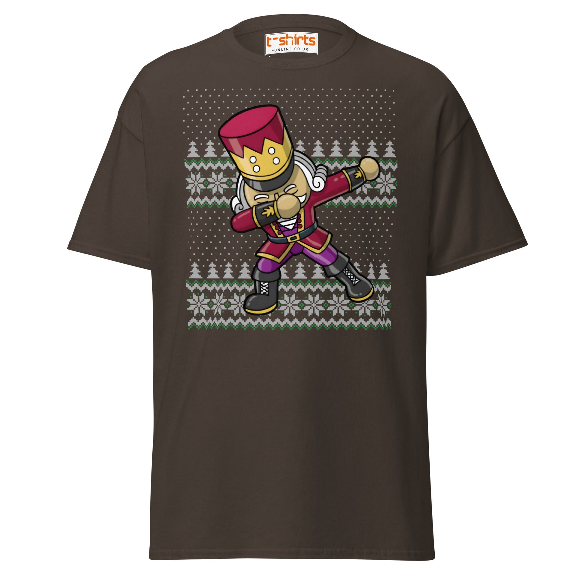 Dabbing Nutcracker Christmas T-Shirt | Funny Holiday Tee - Dark Chocolate - T-Shirts Online