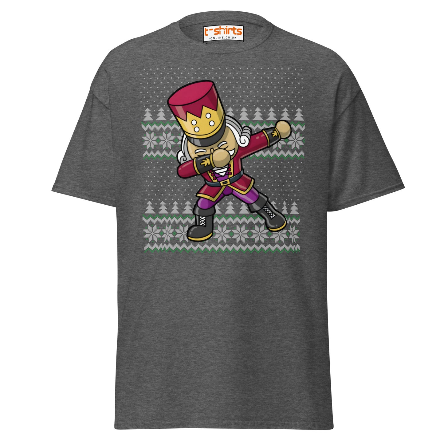 Dabbing Nutcracker Christmas T-Shirt | Funny Holiday Tee - Dark Heather - T-Shirts Online