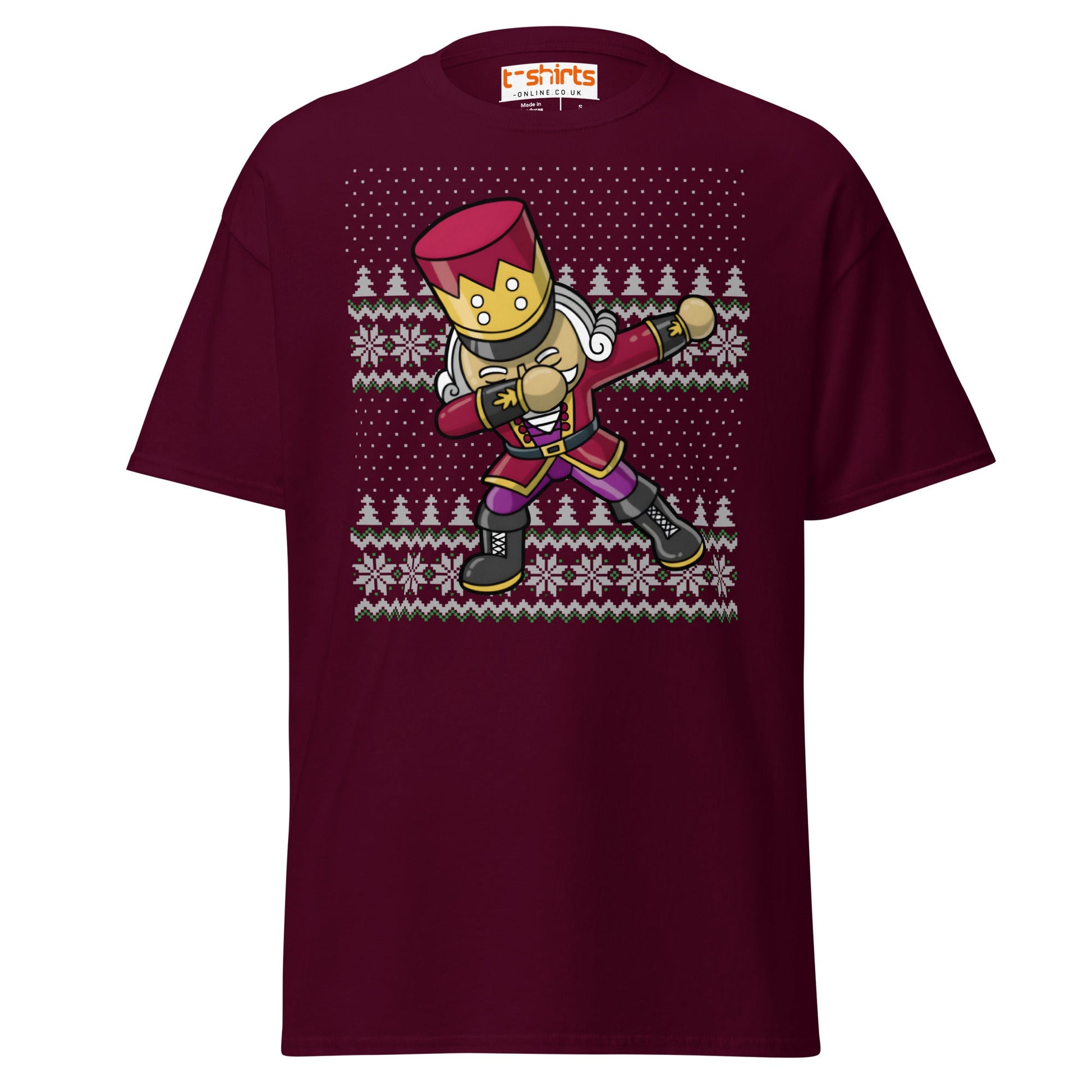 Dabbing Nutcracker Christmas T-Shirt | Funny Holiday Tee - Maroon - T-Shirts Online