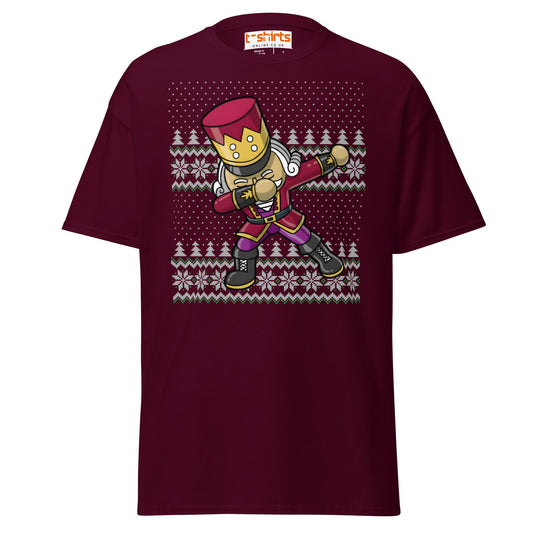 Dabbing Nutcracker Christmas T-Shirt | Funny Holiday Tee - Maroon - T-Shirts Online