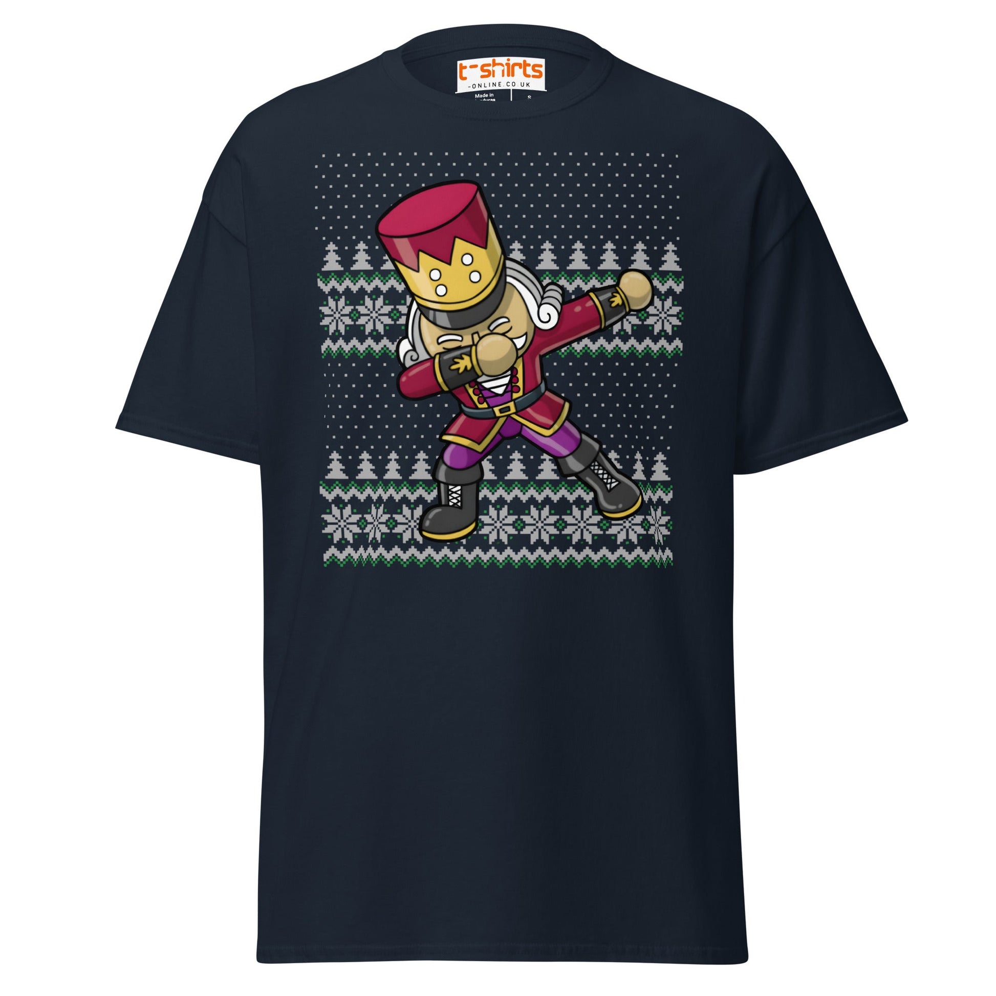 Dabbing Nutcracker Christmas T-Shirt | Funny Holiday Tee - Navy - T-Shirts Online