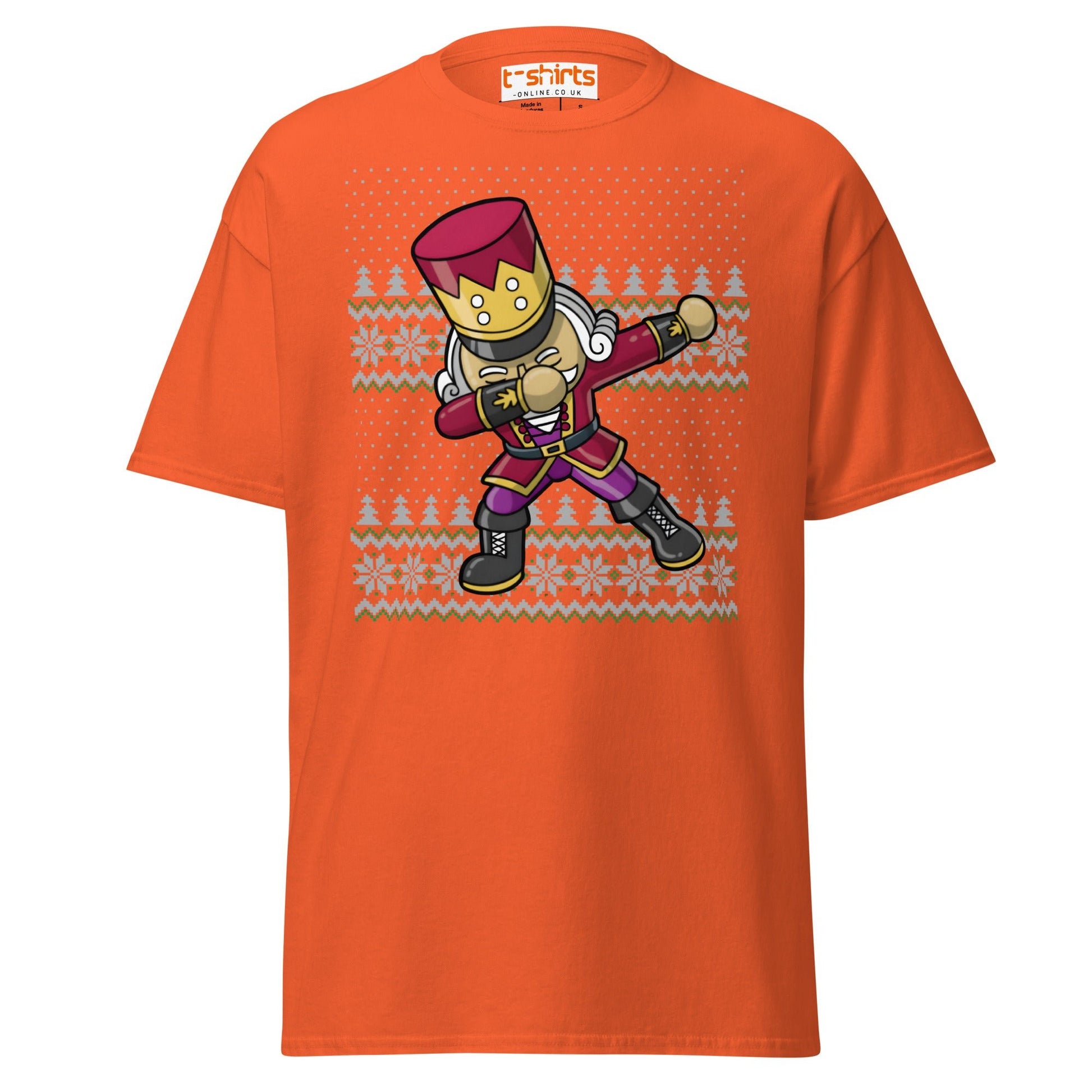 Dabbing Nutcracker Christmas T-Shirt | Funny Holiday Tee - Orange - T-Shirts Online
