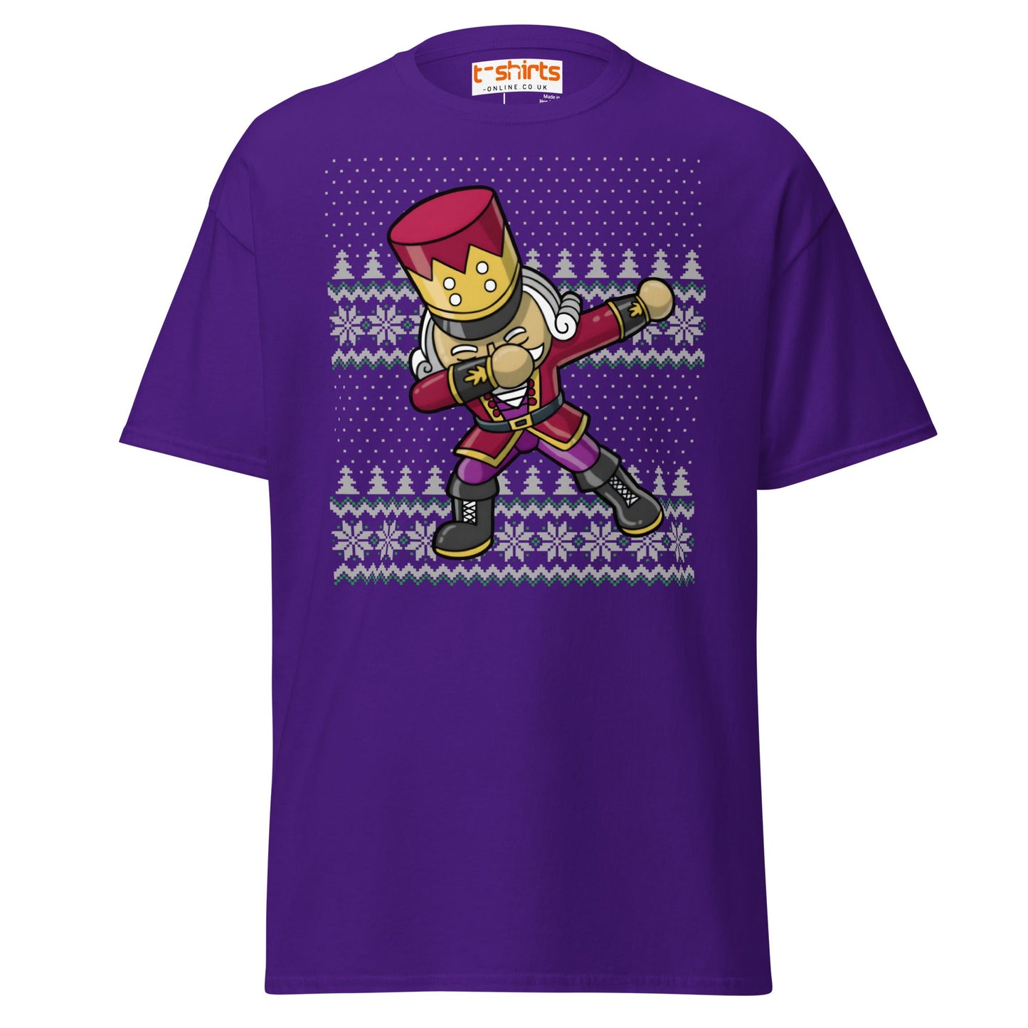 Dabbing Nutcracker Christmas T-Shirt | Funny Holiday Tee - Purple - T-Shirts Online