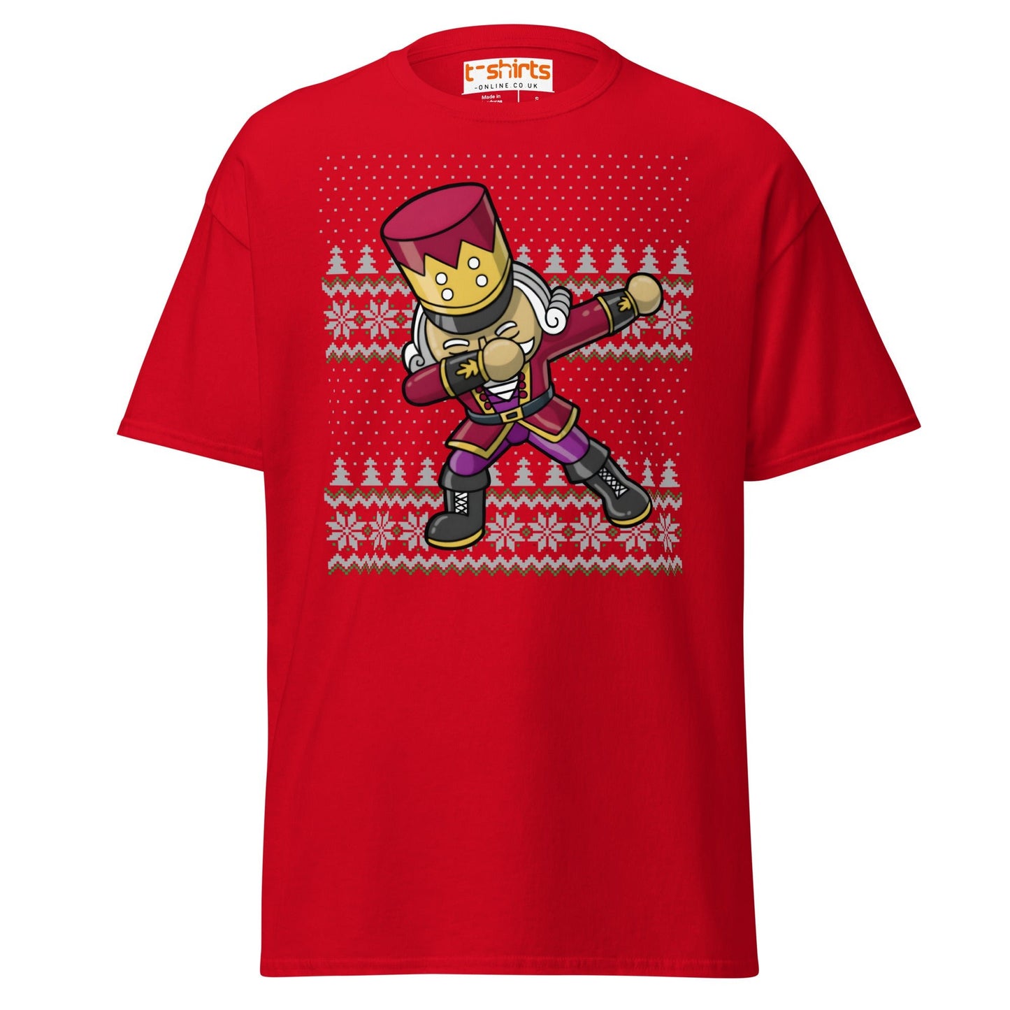 Dabbing Nutcracker Christmas T-Shirt | Funny Holiday Tee - Red - T-Shirts Online