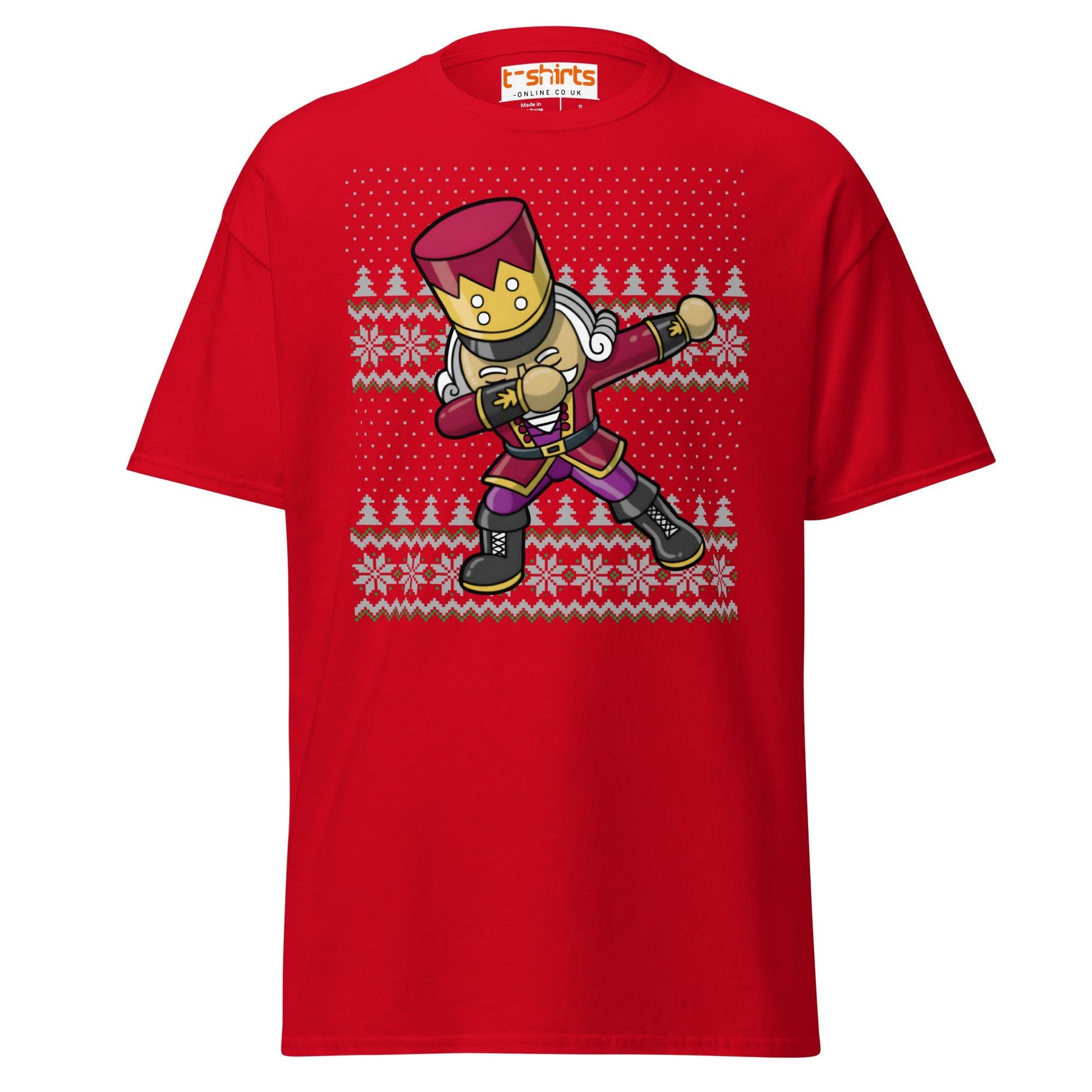 Dabbing Nutcracker Christmas T-Shirt | Funny Holiday Tee - Red - T-Shirts Online